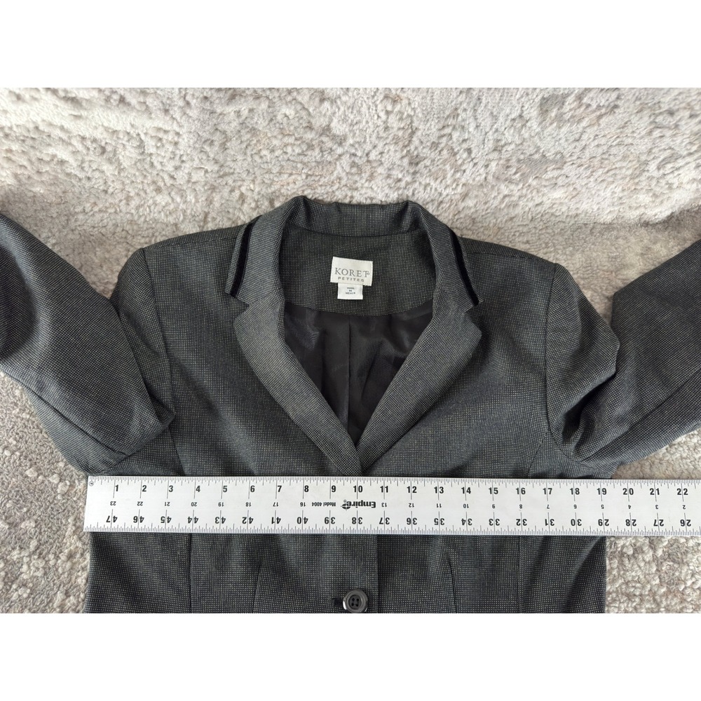 Koret Petites Size 10p Velvet Trim Professional Career Blazer Gray Long Sleeve - Picture 4 of 8